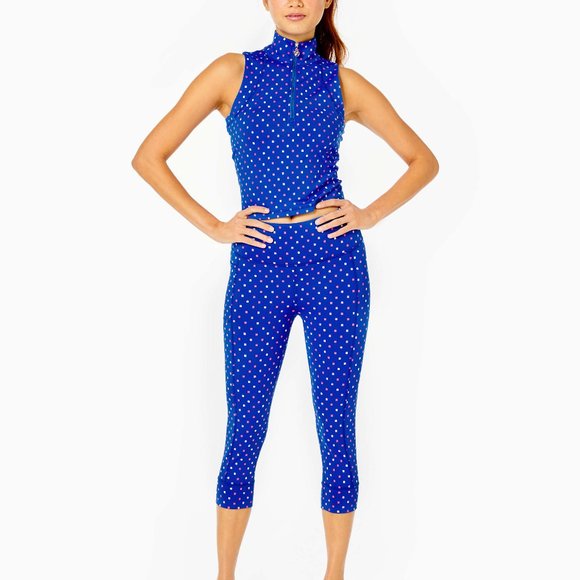 Lilly Pulitzer UPF 50+ Luxletic Callie Half-Zip borealis blue Lilly squared Med - Picture 6 of 12